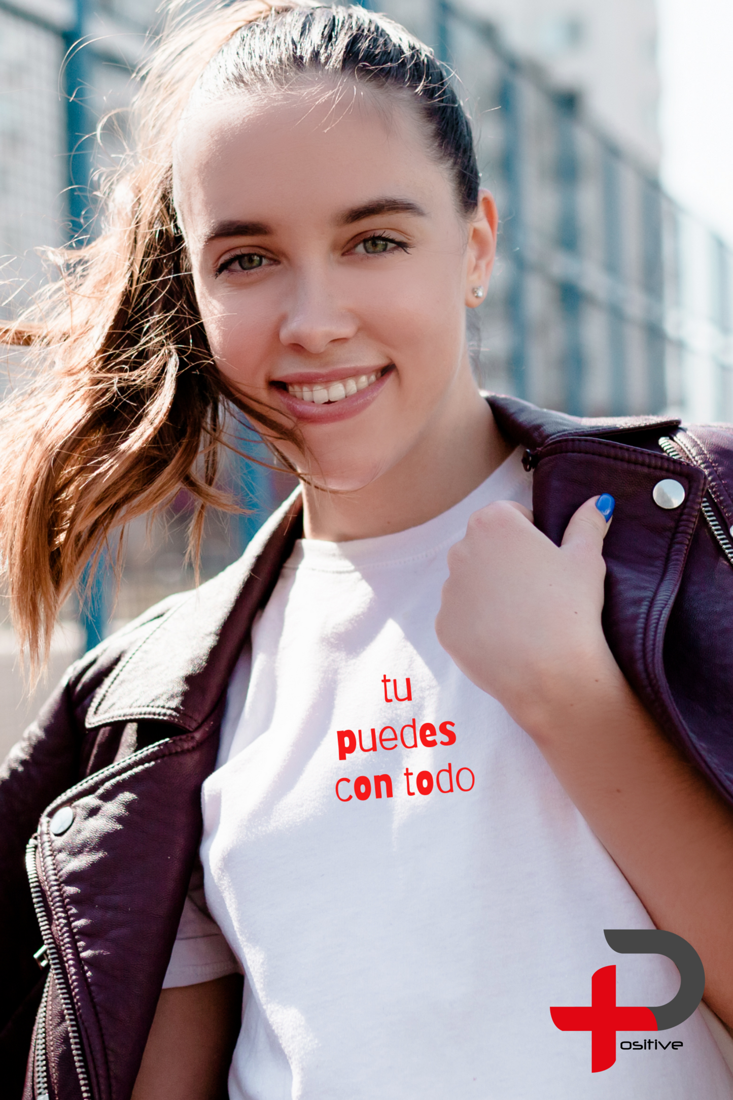 Camiseta básica blanca estampada para mujer, mensaje, positivo, motivacional. (Tú puedes con todo)