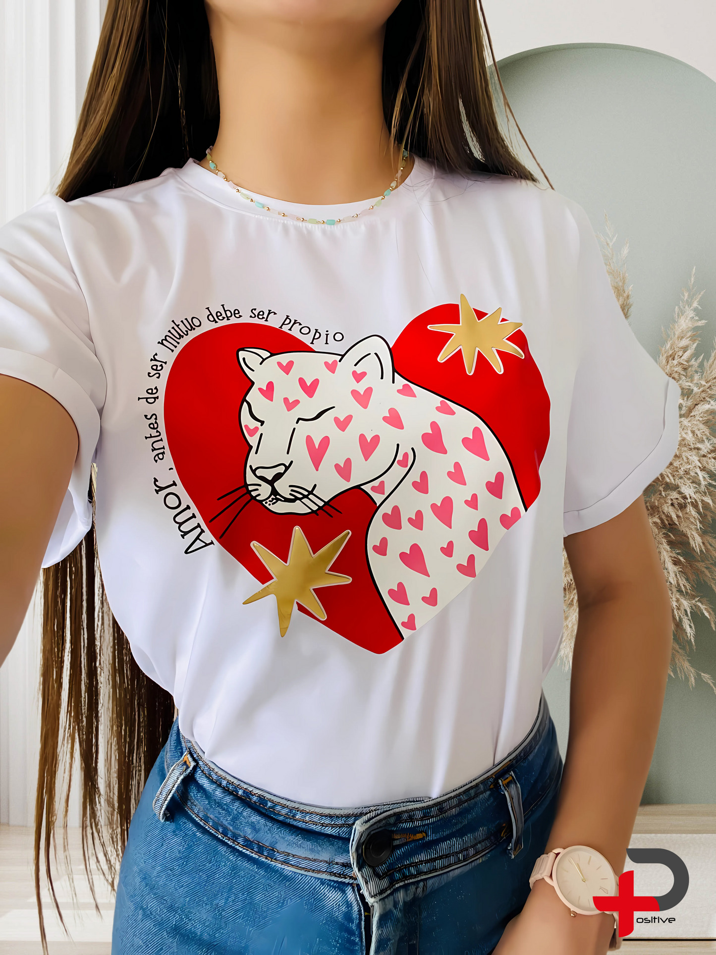 Camiseta básica estampada para mujer, mensaje, positivo, motivacional. (Amor propio)
