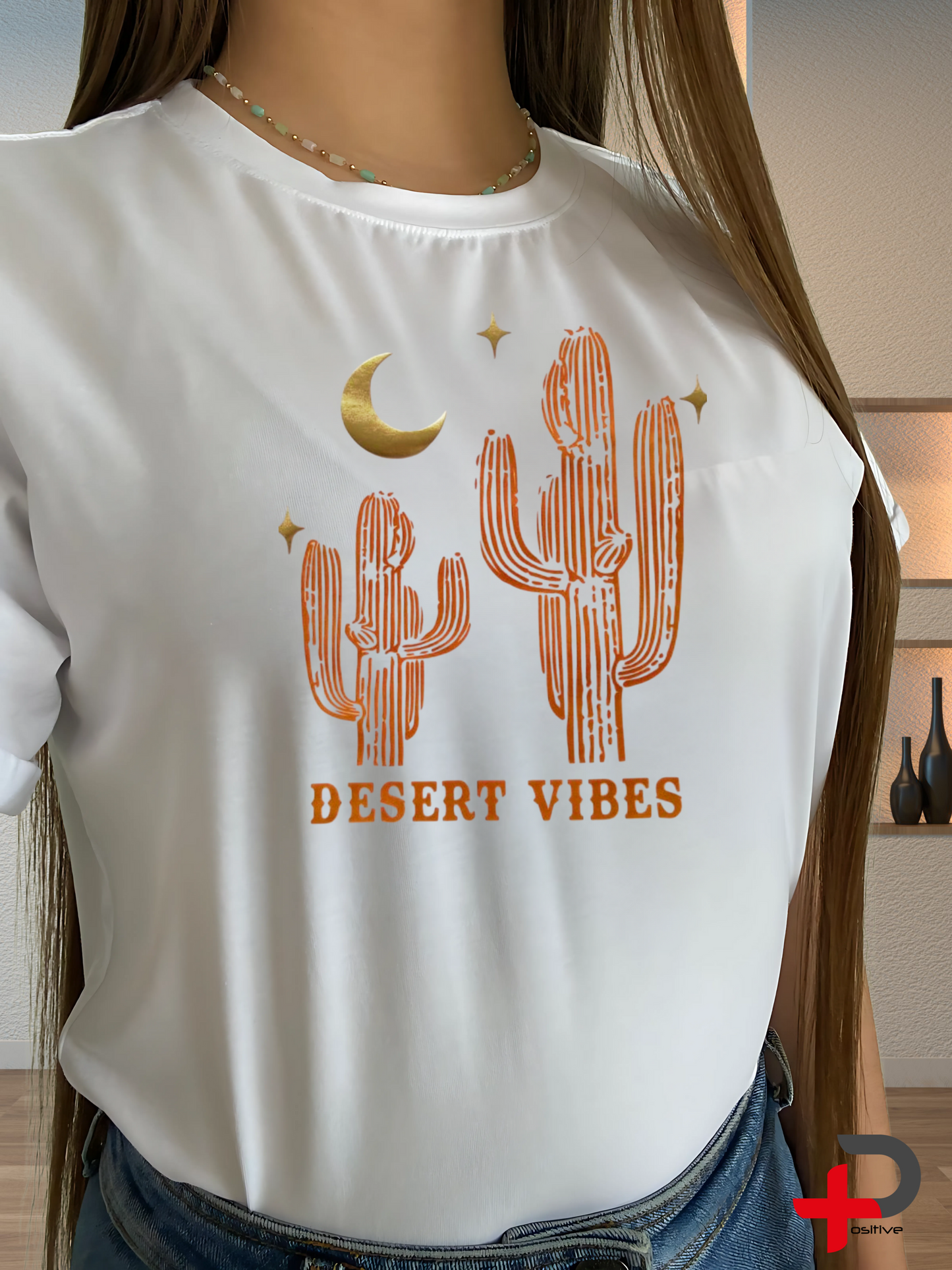 Camiseta básica estampada para mujer, mensaje, positivo, motivacional. (Desert Vibes)
