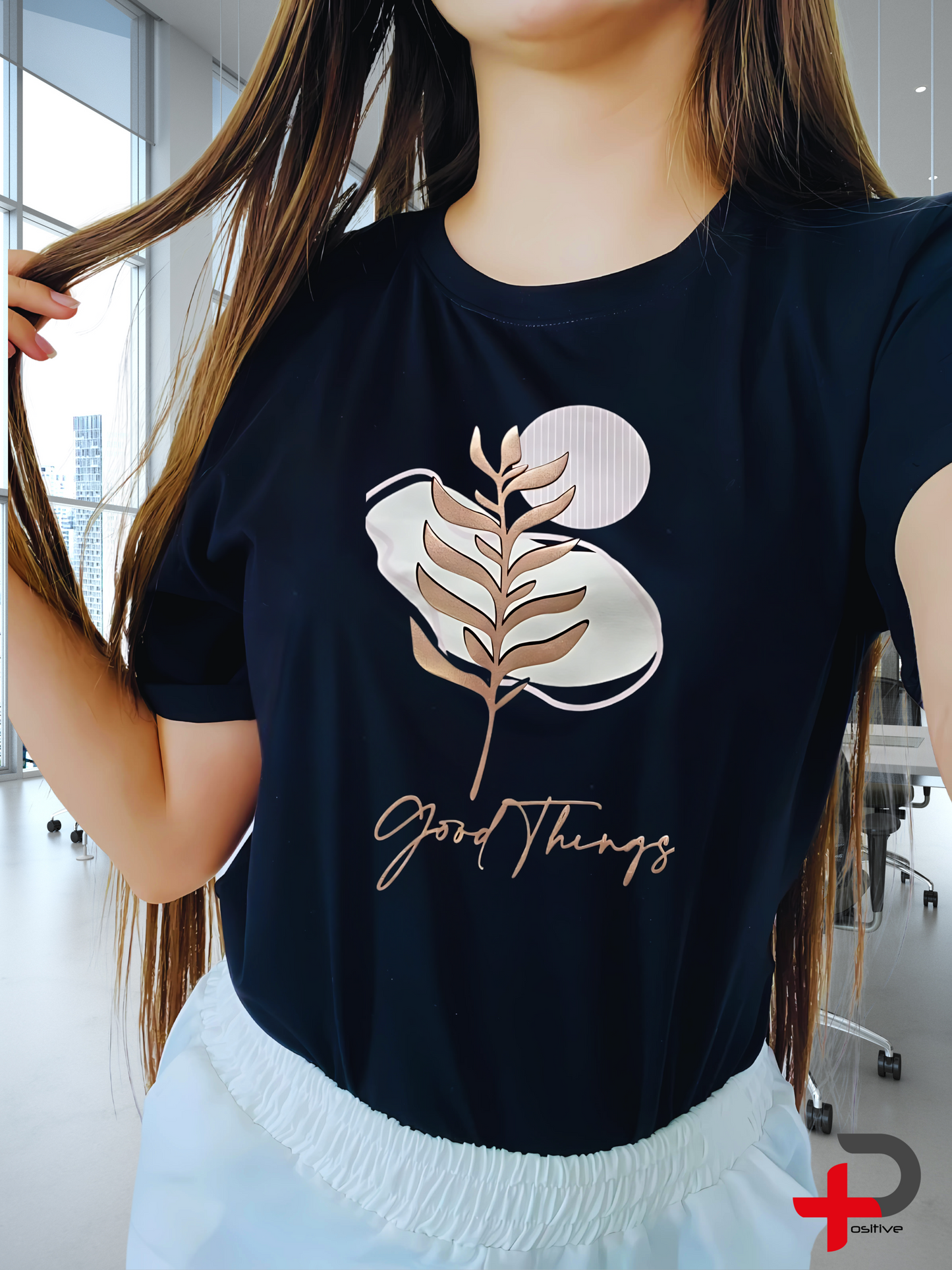 Camiseta básica estampada para mujer, mensaje, positivo, motivacional. (Cosas buenas)