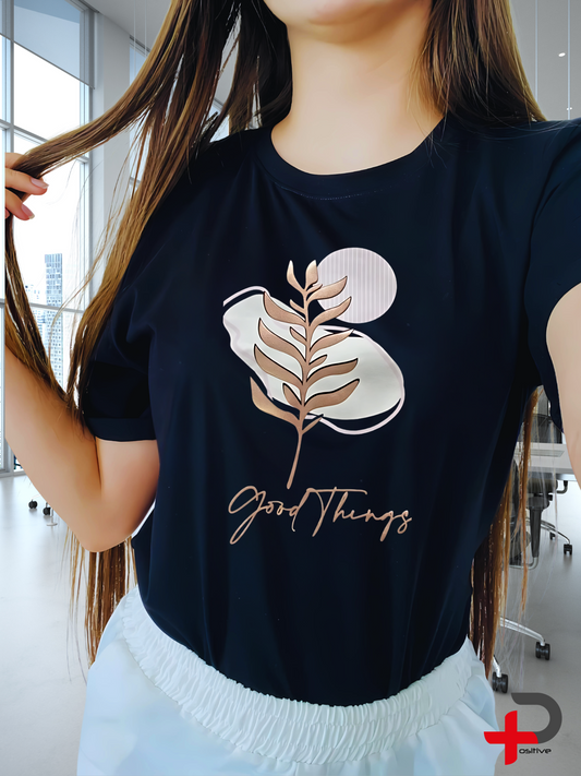 Camiseta básica estampada para mujer, mensaje, positivo, motivacional. (Cosas buenas)