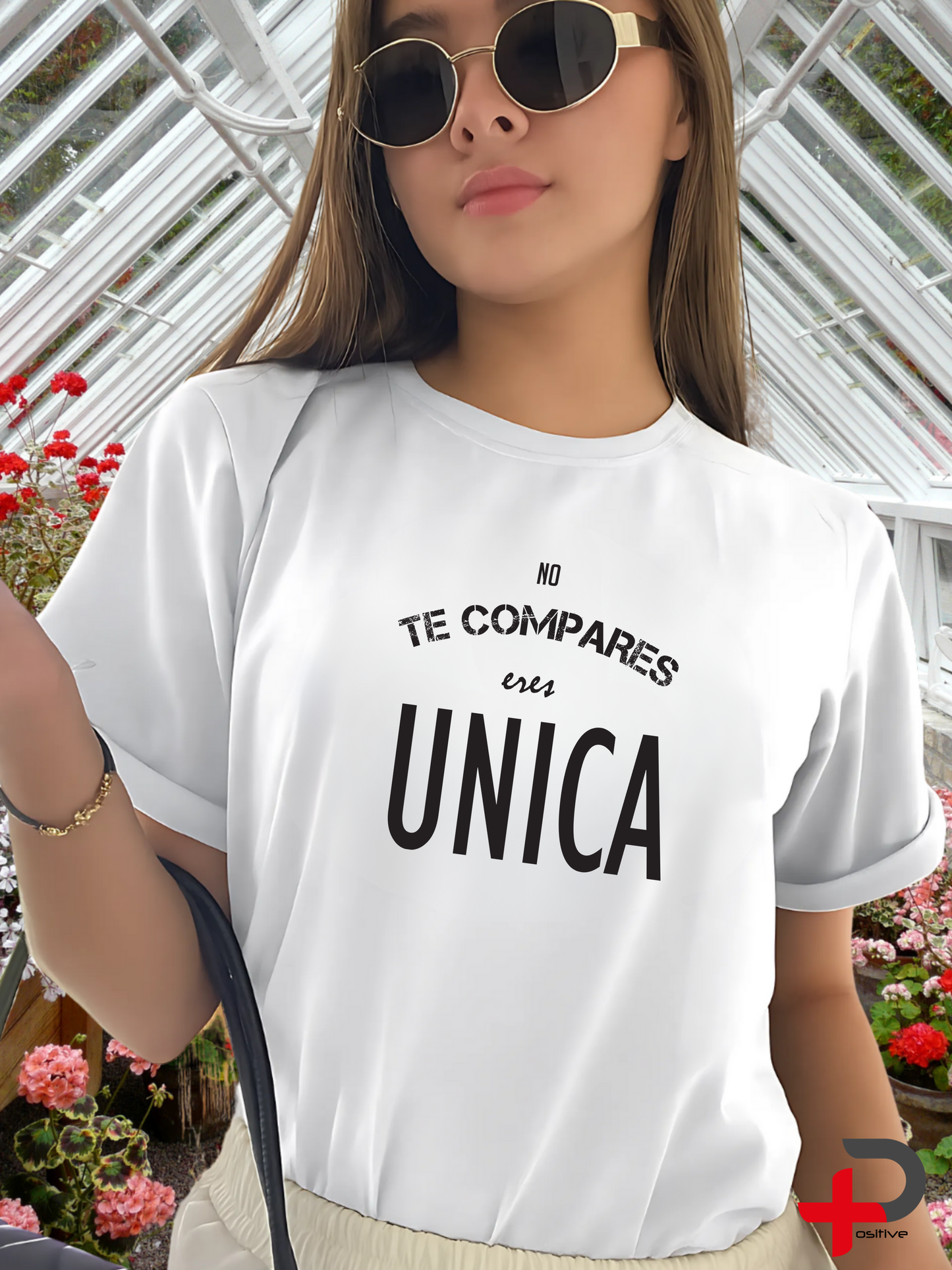Camiseta básica estampada para mujer, mensaje, frase, positivo, motivacional. (No te compares)