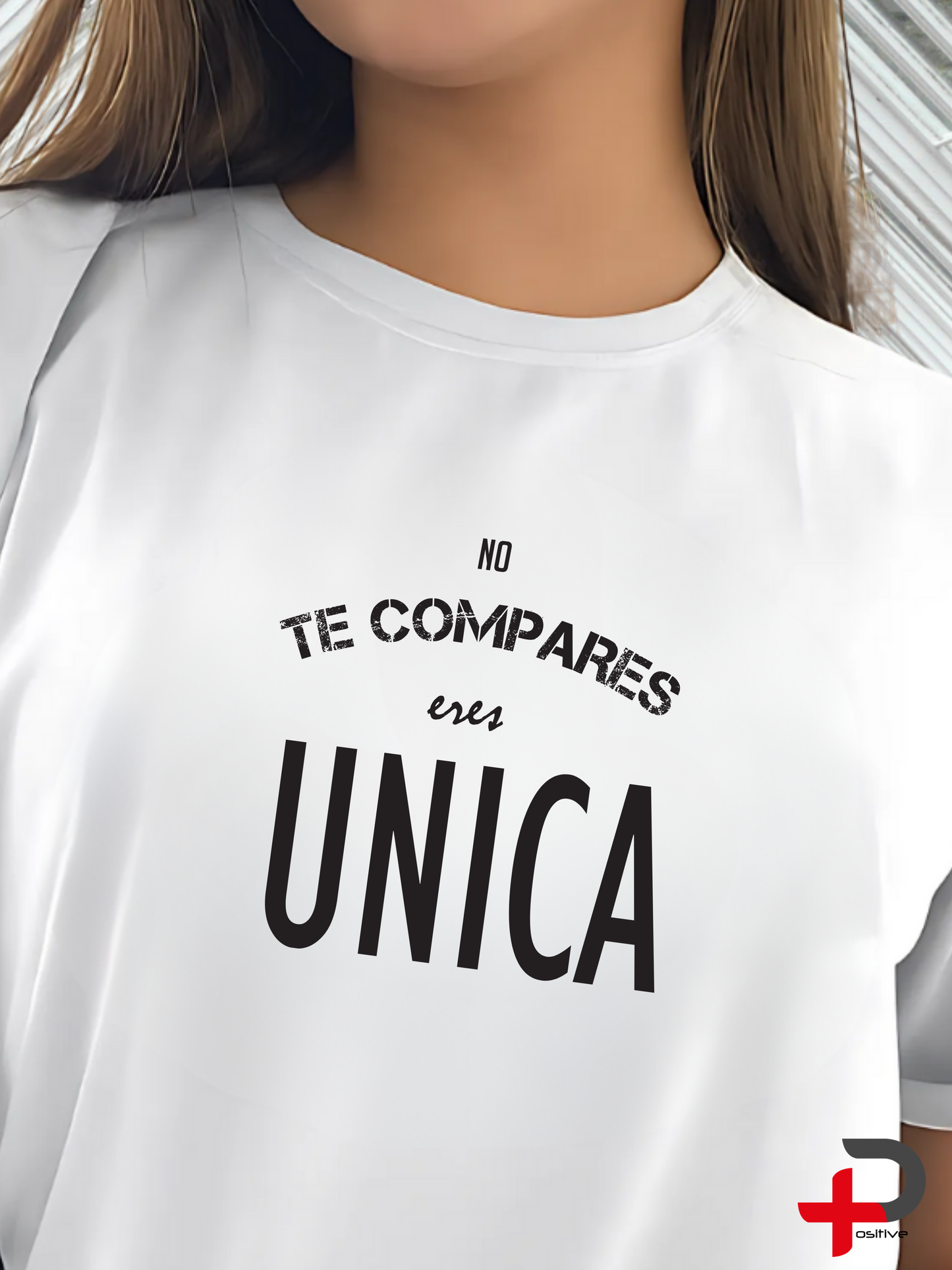 Camiseta básica estampada para mujer, mensaje, frase, positivo, motivacional. (No te compares)
