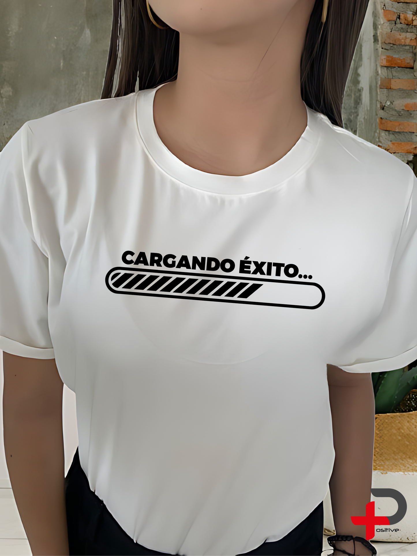 Camiseta básica blanca, negra estampada para mujer, mensaje, positivo, motivacional. (Cargando éxito)