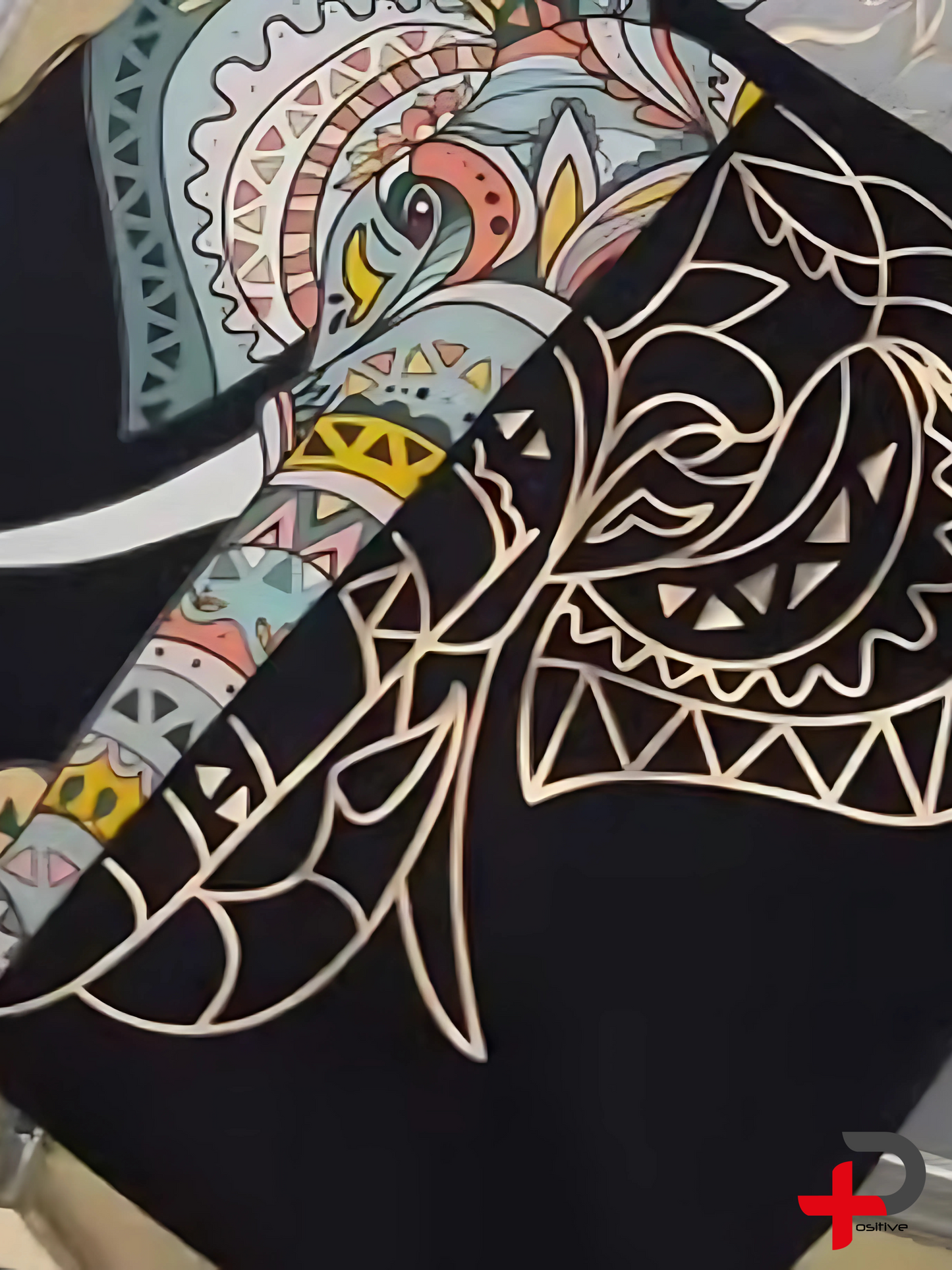 Camiseta manga corta básica  estampada para mujer,  positivo  (Elefante)