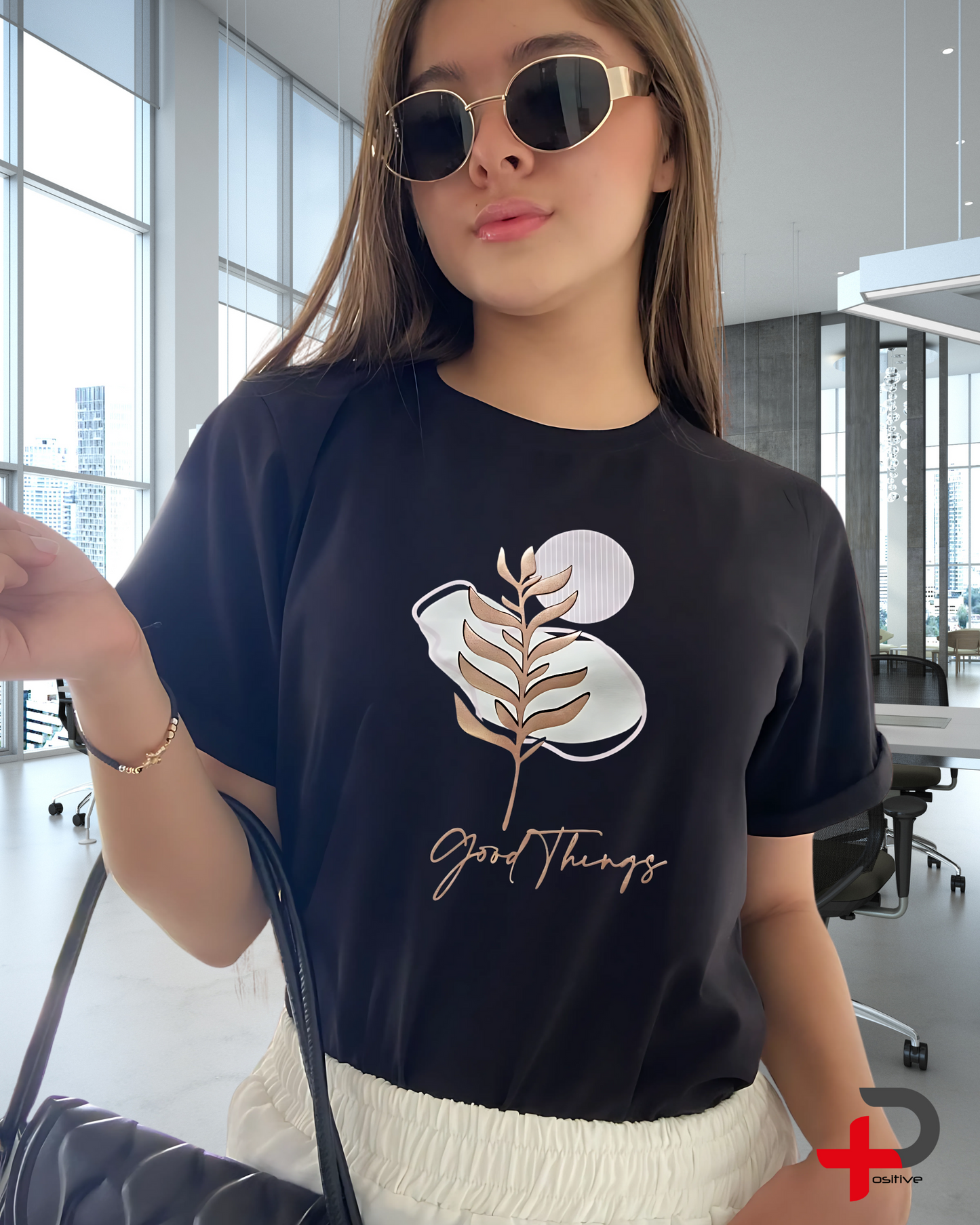 Camiseta básica estampada para mujer, mensaje, positivo, motivacional. (Cosas buenas)
