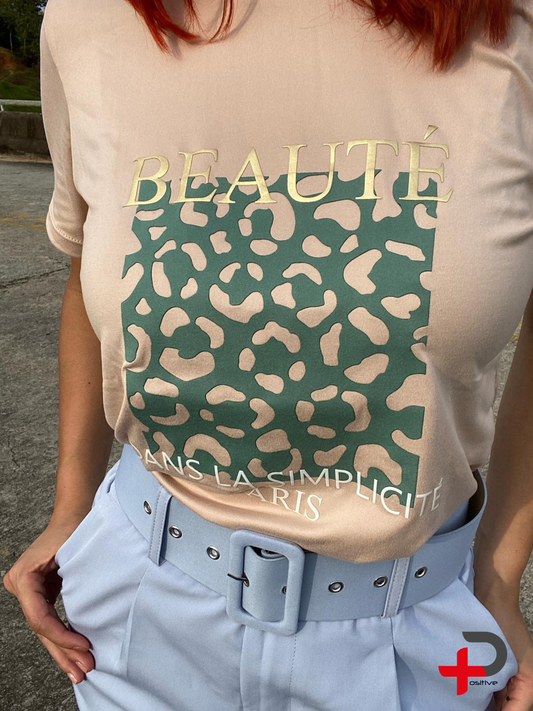 Camiseta básica estampada para mujer, mensaje, frase, positivo (BEAUTÉ)