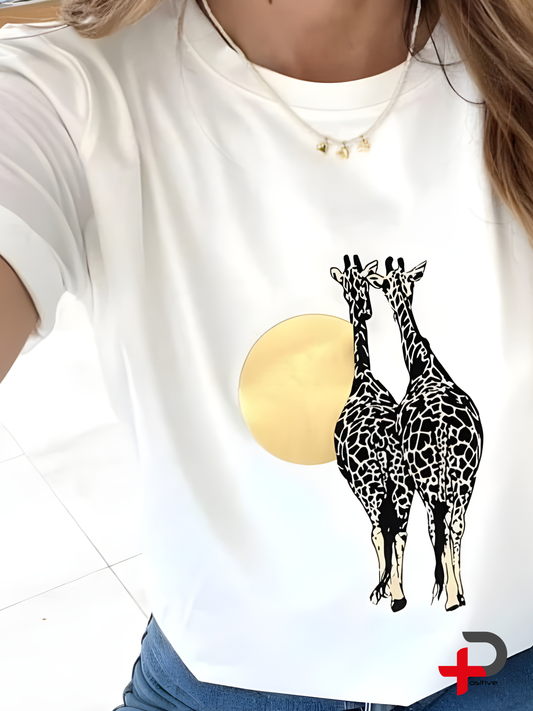 Camiseta básica estampada para mujer, mensaje, frase, positivo, motivacional (Jirafa Lunar)