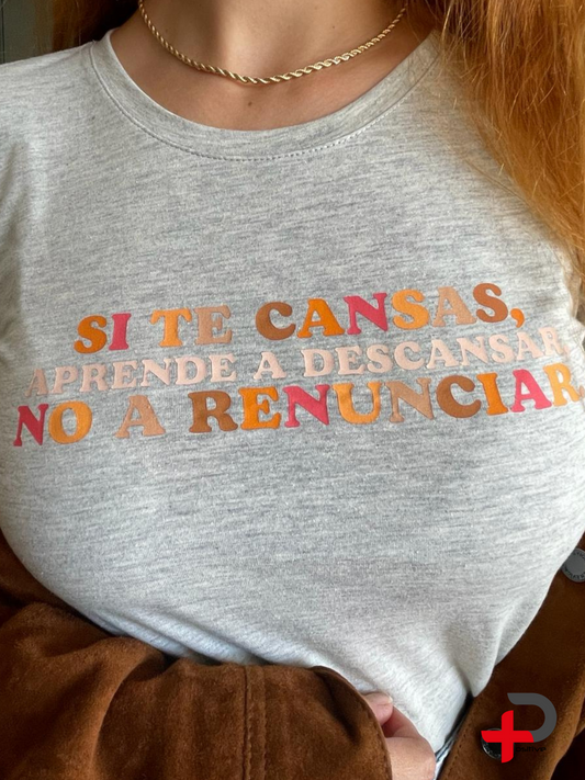 Camiseta básica estampada para mujer, mensaje, positivo, motivacional. (aprende a descansar)